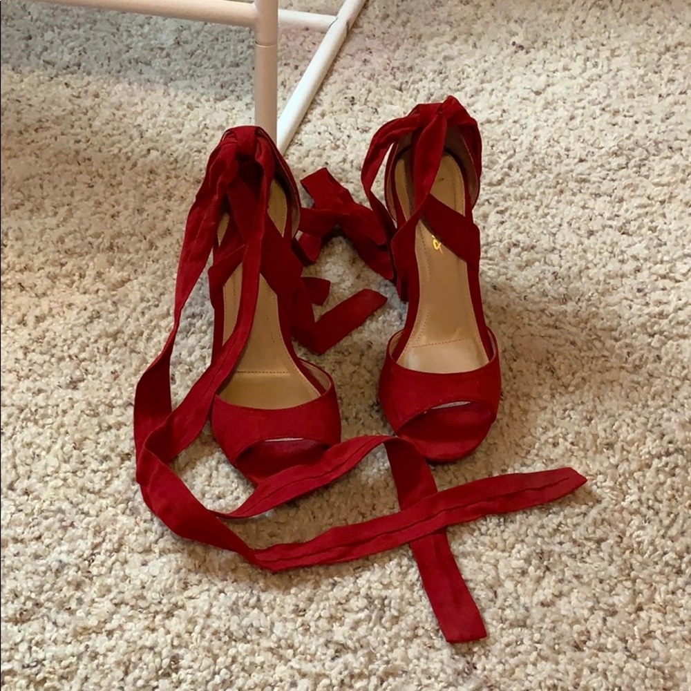Red Lulus Wrap Heels